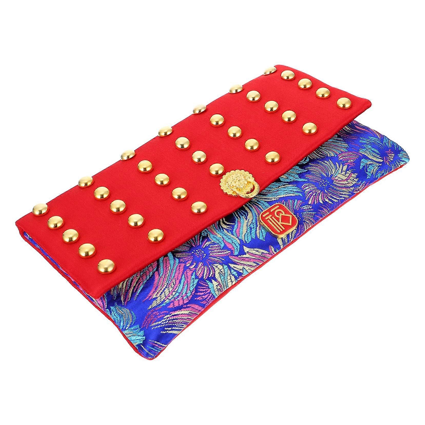 Embroidered Red Fabric Money Envelopes with Festive Design for Chinese New Year Celebration