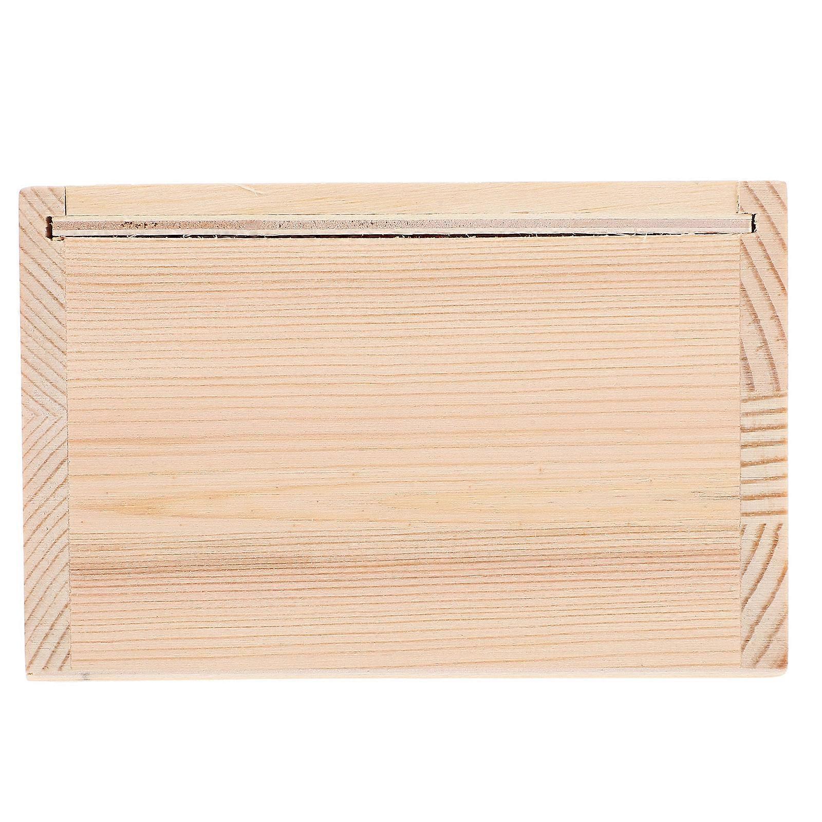 Wooden Jewelry Box Travel Size 12x11.8x7.6cm Simple Design for Men and Women Assorted Color 1Pcs