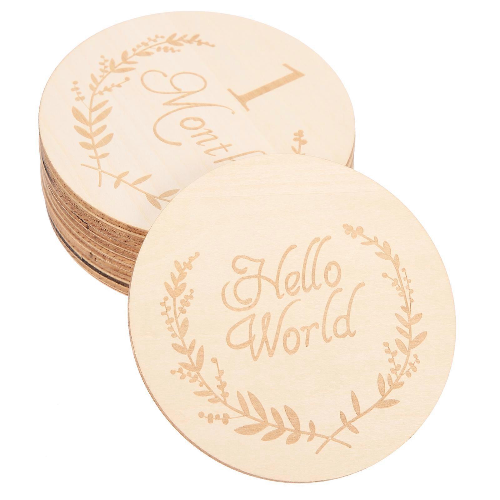 Wooden Milestone Cards 13pcs Set – Durable, Smooth Finish Chips for Newborn Monthly Photography, Unique Design for Parent Keepsakes