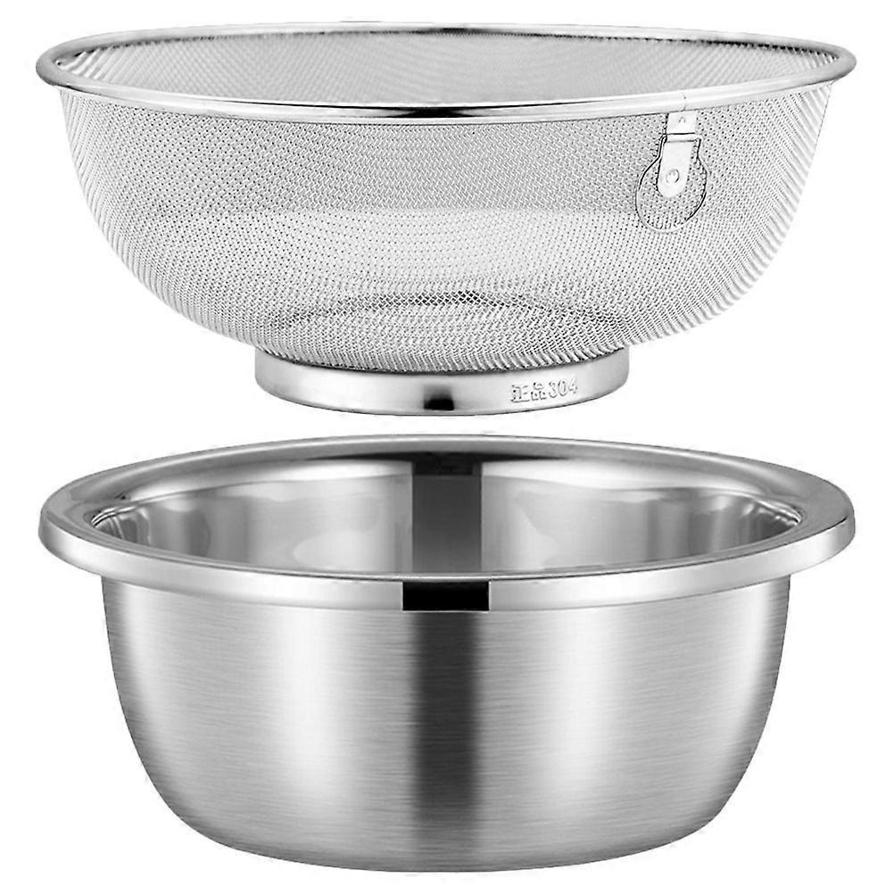 Colander For Rice Washing Practical Design Vegetable Fruit Cleaning Stainless Steel 22X22X9CM Egg Beating 1Set