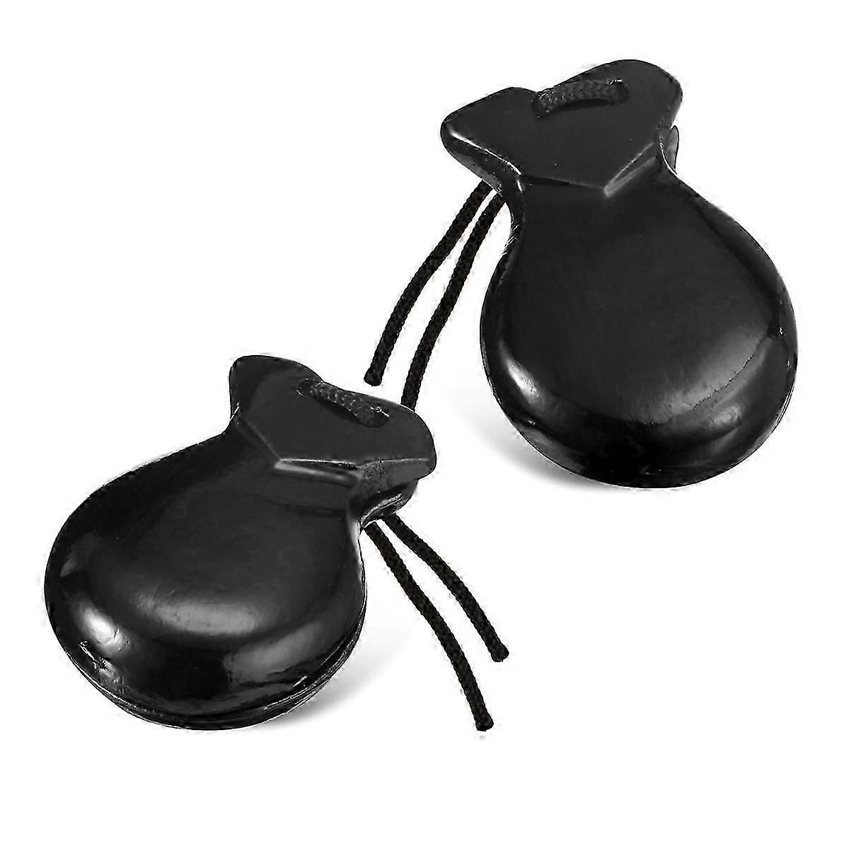 1 Pair Spanish Castanets Flamenco Castanets with String Traditional Wood Hand Percussion Castanets(x