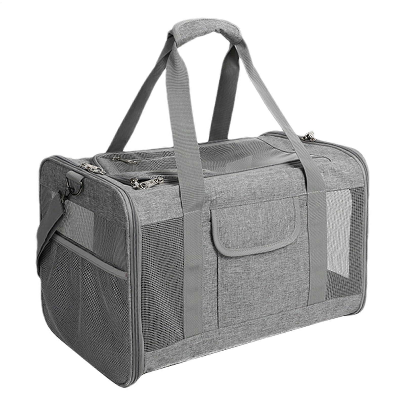 Pet carrier for cats, adjustable soft cat carrier, compact, 2way access, Oxford fabric, gray