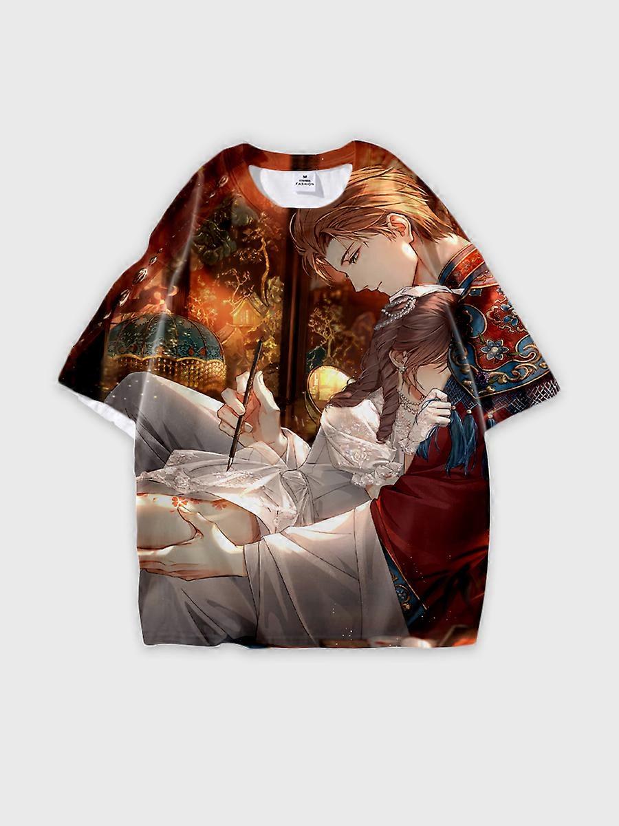 T-shirt round neck Role Pattern loose short sleeve E616