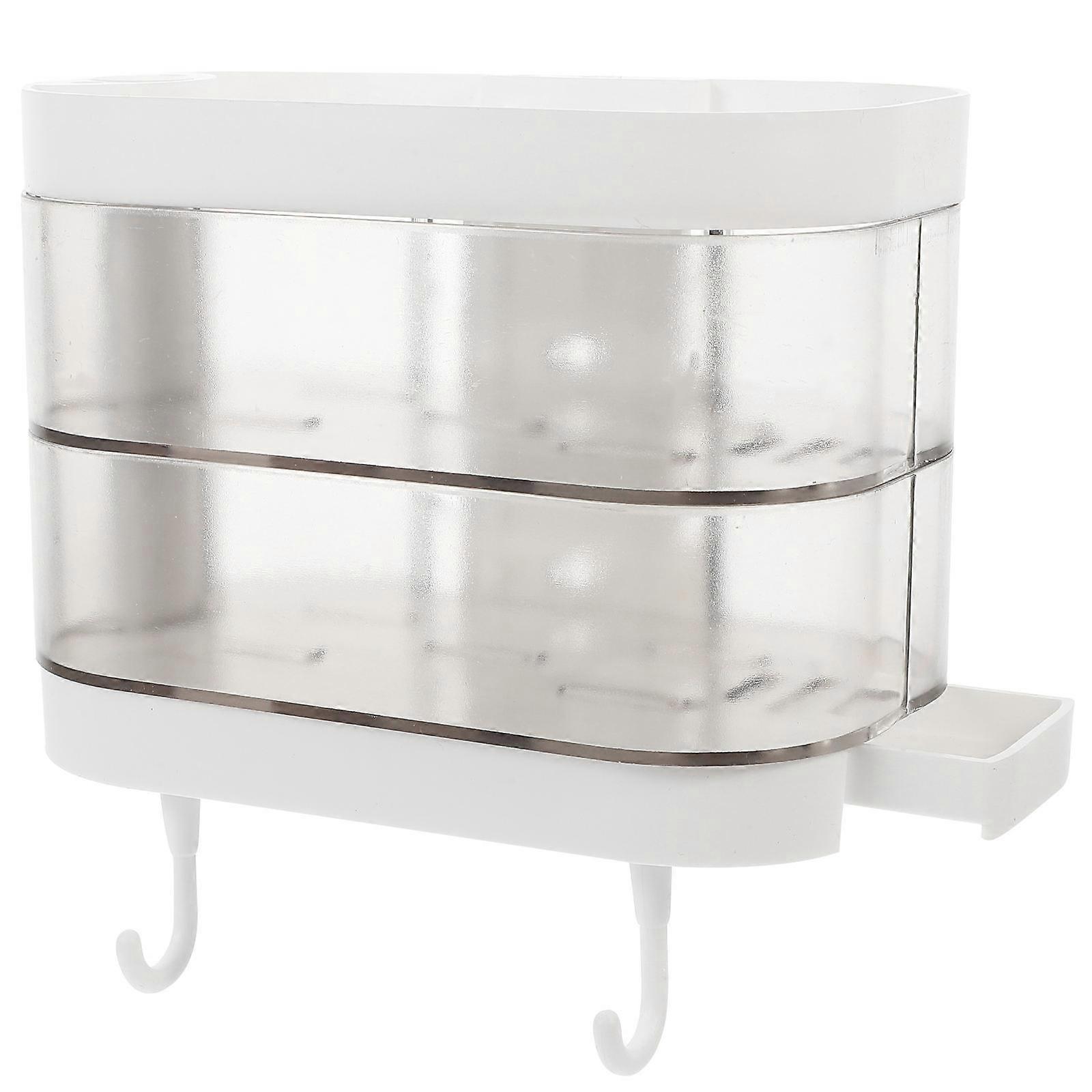 Wall Mounted Soap Holder Storage Box for Home White Plastic No Tools Needed Removable