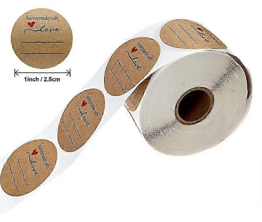1000 Self-adhesive Kraft Labels, Practical 2.5cm Diameter Labels