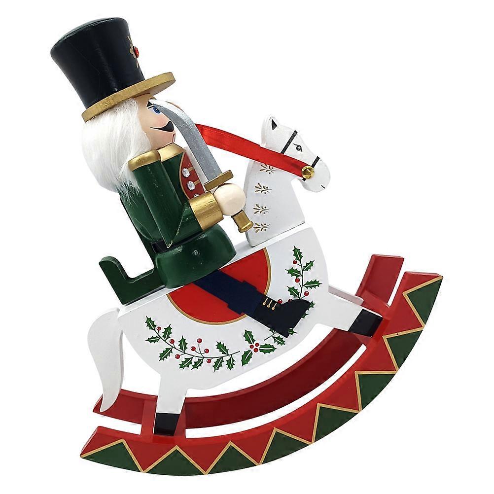 Nutcracker Soldier Statue Wooden Christmas Nutcracker Figurine On Horse For Home Garden Christmas Celebration 12×10.2×3.6in 1Pack