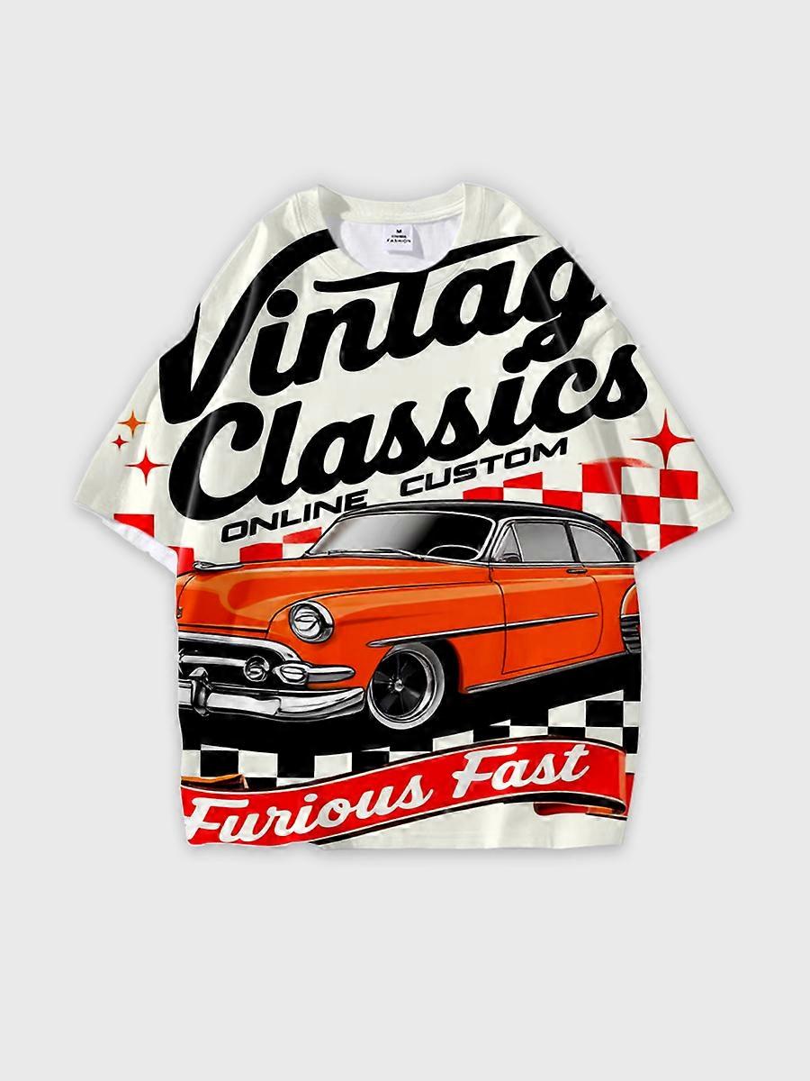 T-shirt round neck Pattern loose short sleeve O375