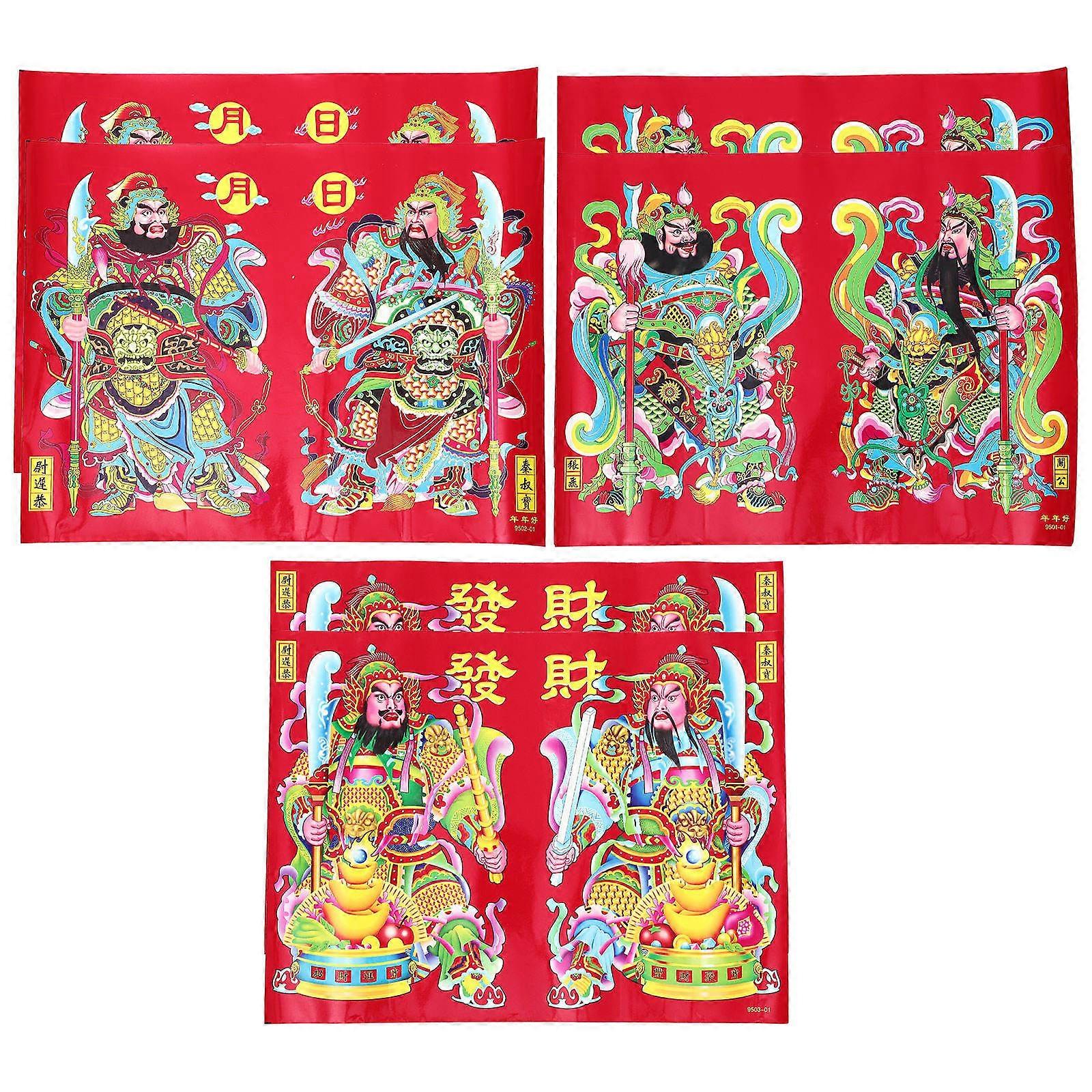 Red Chinese Style Sticker Decorations for Decorating Doors Walls and Windows during Spring Festival 6Pcs