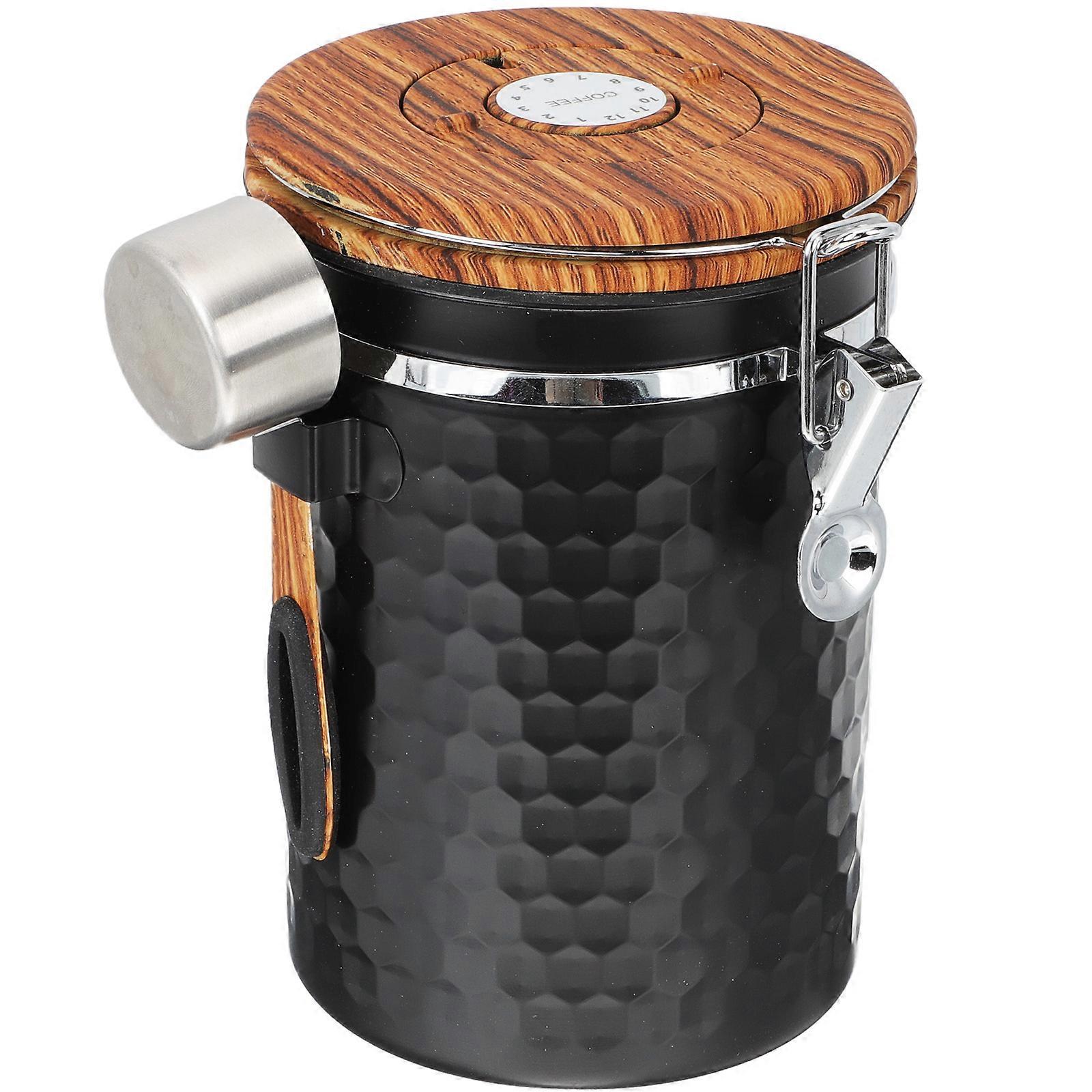 Stainless Steel Airtight Coffee Container with Date Tracker for Home Use Black 7.5 x 4.3 x 4.3 Inches