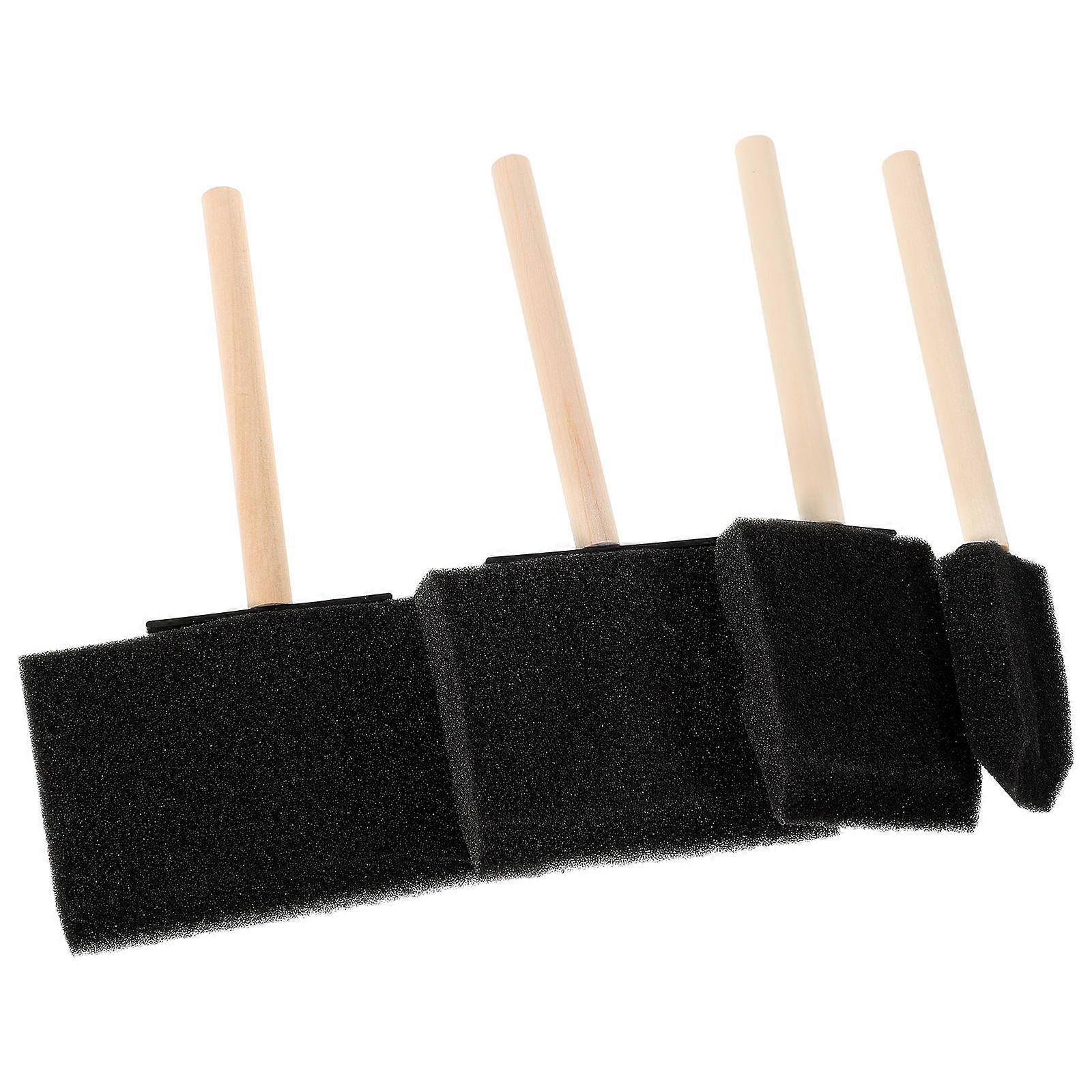 Small Sponge Brush 4Pcs Portable Craft Foam Painting Kits For Kids Assorted Color Comfortable Wooden Handle For DIY Projects