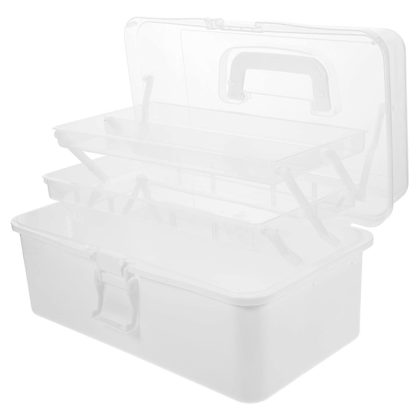 Art Supply Box Sewing Box 3 Layers Craft Organizer with Handle Tool Medicine Organizer Box