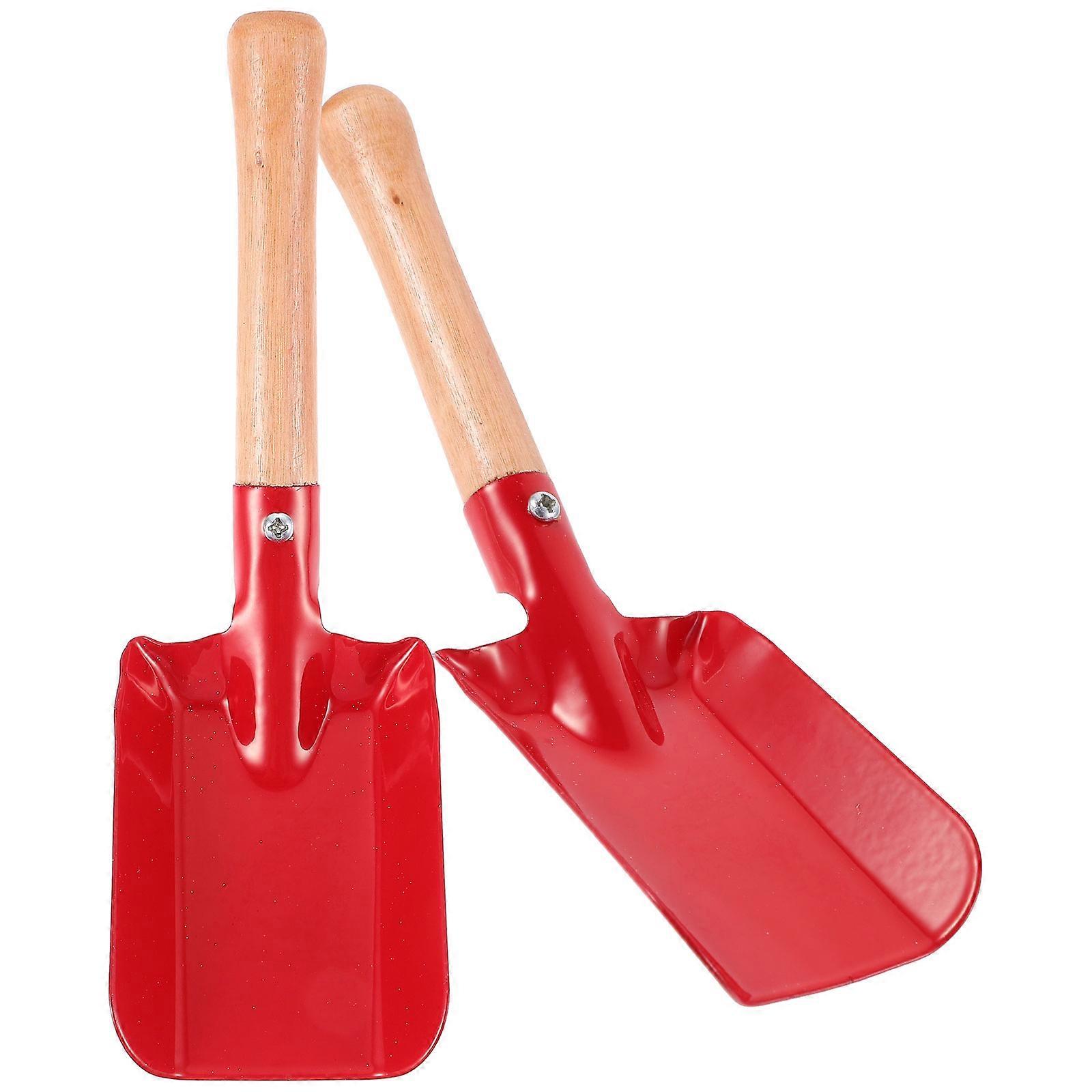 2Pcs Gardening Metal Garden Spade Set for Home Use Strong Durable Red Wood Handle 7.87
