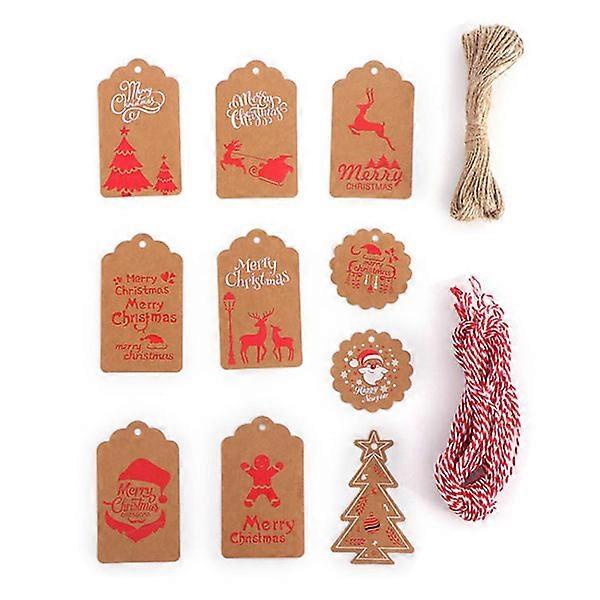 10 Pcs/Set Merry Xmas Kraft Paper Tag DIY Handmade Gift Wrapping Paper Labels Santa Claus Hanging Label