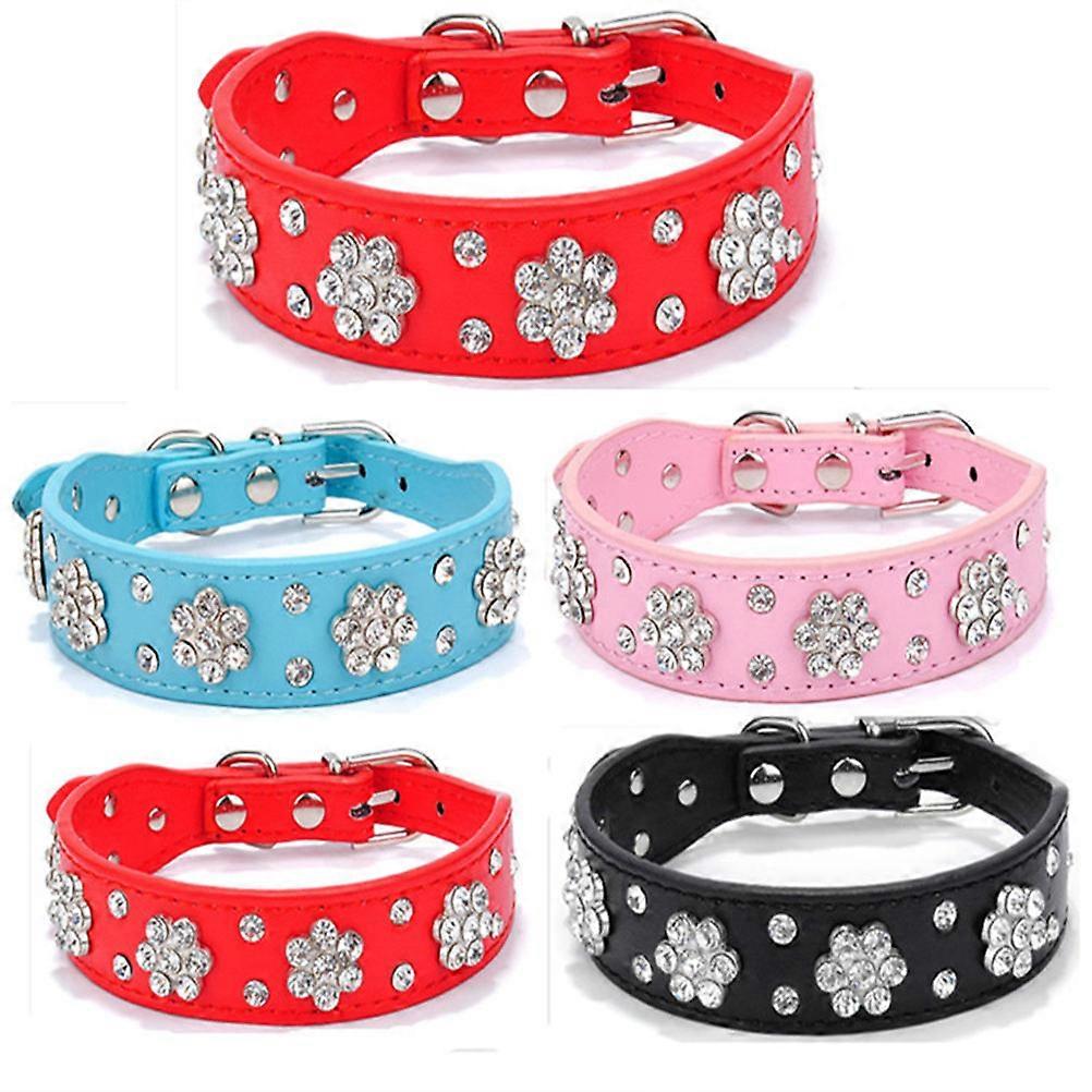 Dog Collar Medium Adjustable Fit For Daily Use Outdoors Blue PU 1Set
