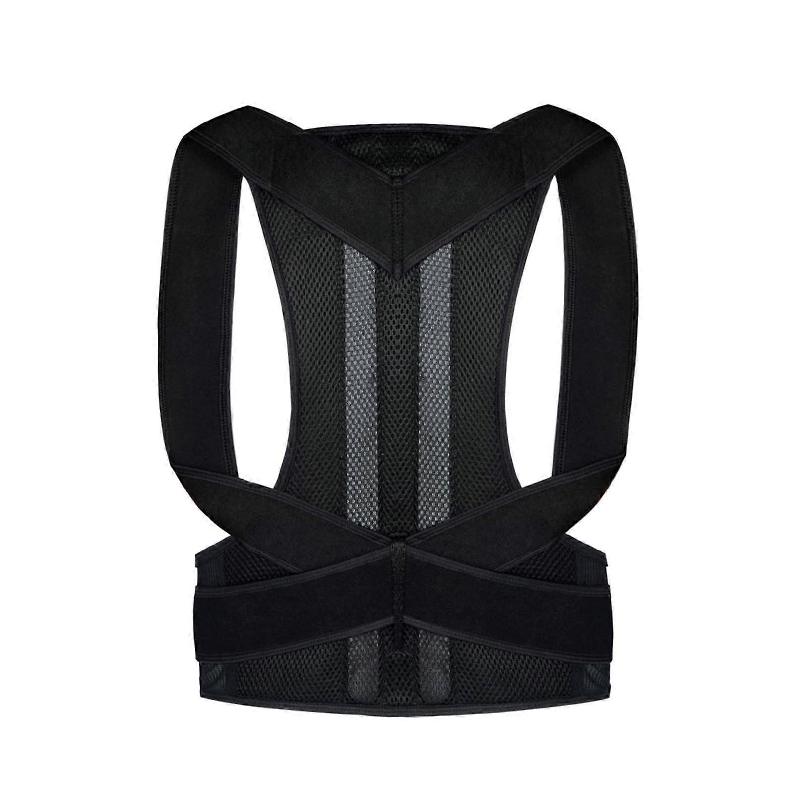 Adjustable Posture Corrector for Men and Women, X-Large Back Bar Corset in Black, Comfortable Support for Spine Alignment