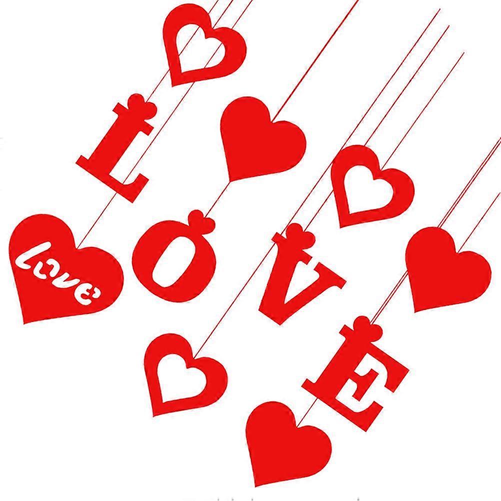 11 Pcs Valentine's Day Felt Heart Hanging Decorations Red Love Ornaments for Wedding, Party Supplies, Lightweight & Wear Resistant for Ceiling and