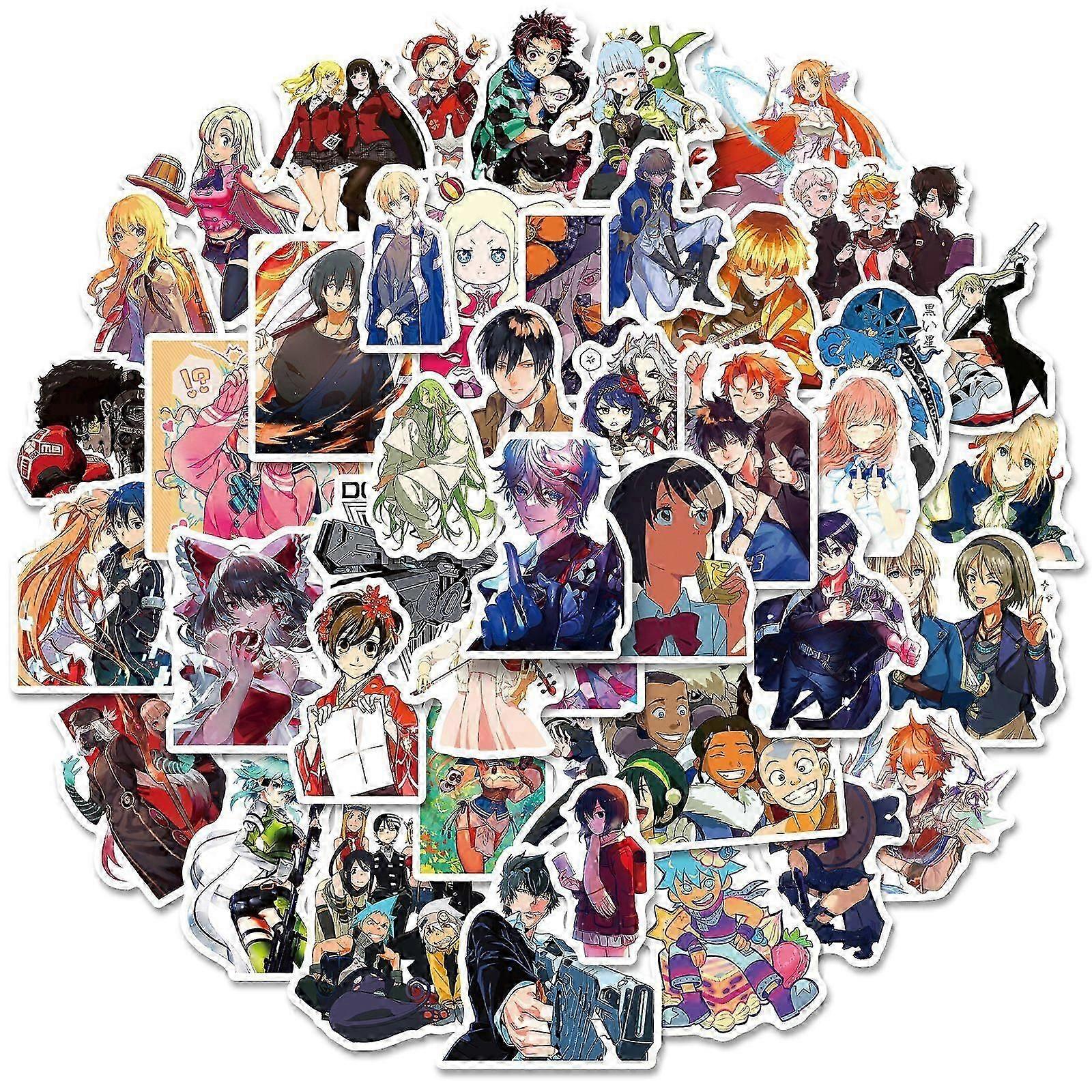 ملصقات شخصيات أنيمي الكرتون ، مجموعة من 50 ، مقاومة للماء والأشعة فوق البنفسجية ، رائعة لجميع أدواتك