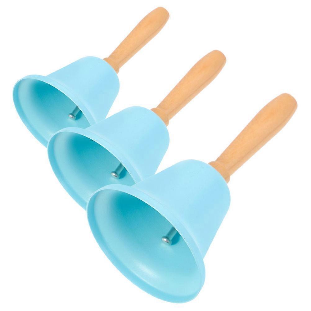 3pcs Metal Handheld Ringing Bells with Wooden Handle for Classroom, Elderly Care, Restaurant Service, Alarm and Attention Signaling
