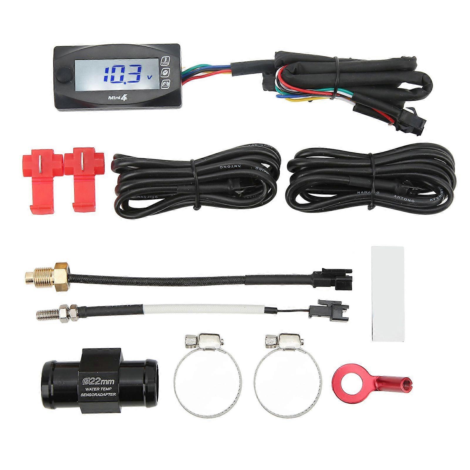 universal motorcycle thermometer LCD display 22mm tee adapter DC12V