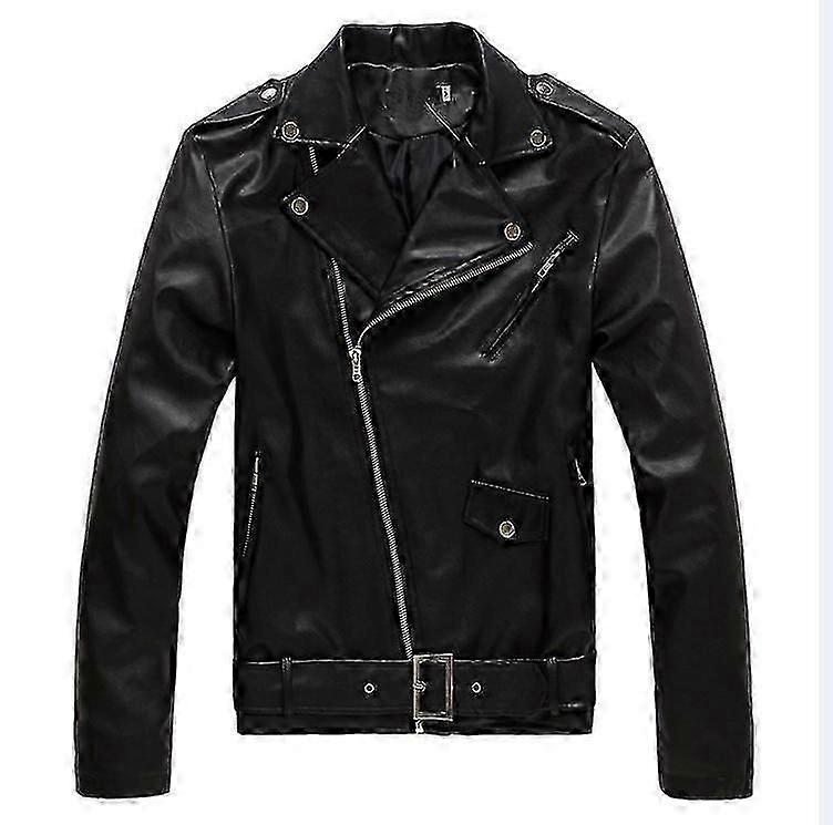 سترة كلاسيكية للرجال من جلد راكب الدراجة النارية