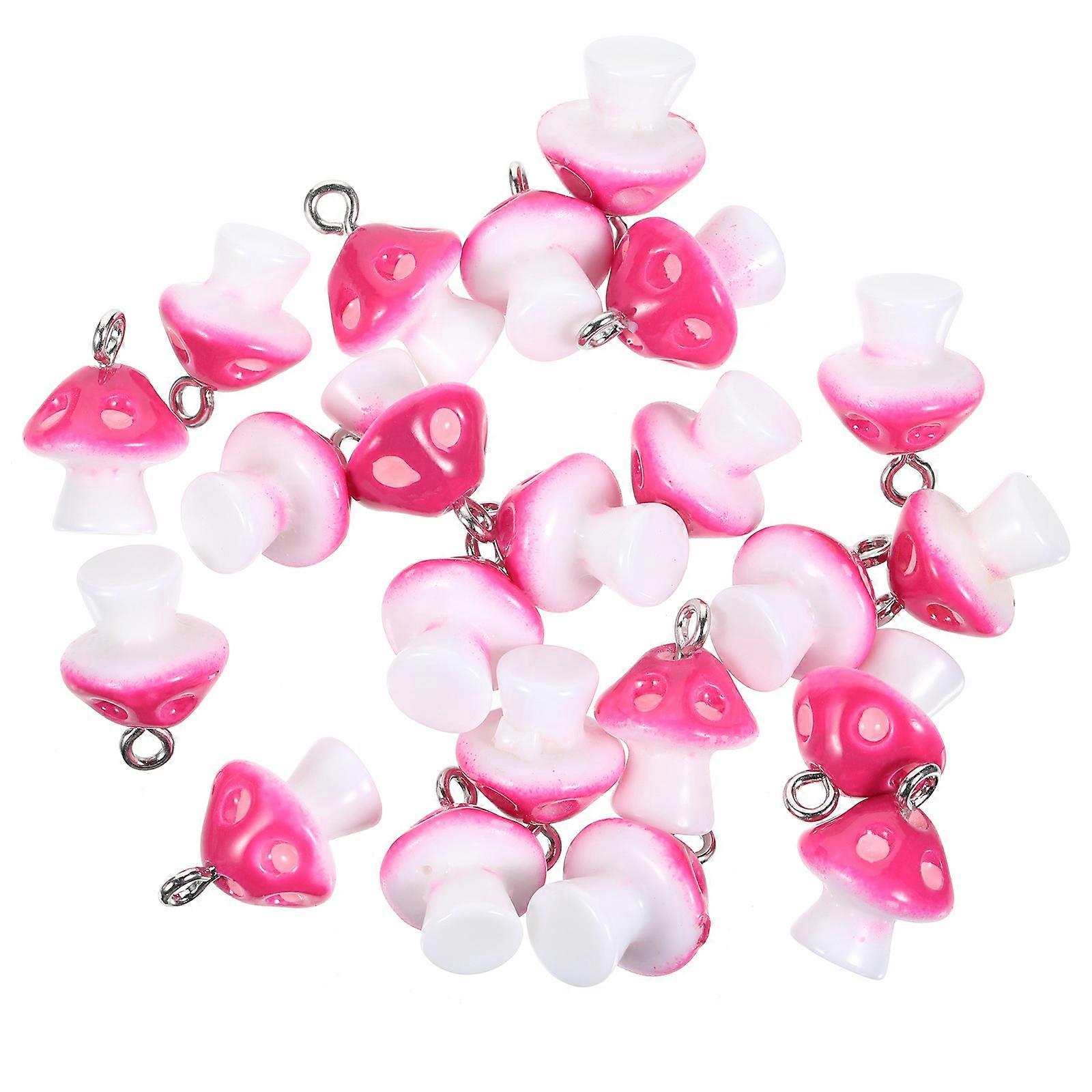 Mushroom Pendants for Jewelry Making Fashion Charms DIY Plastic Rosy 12MM