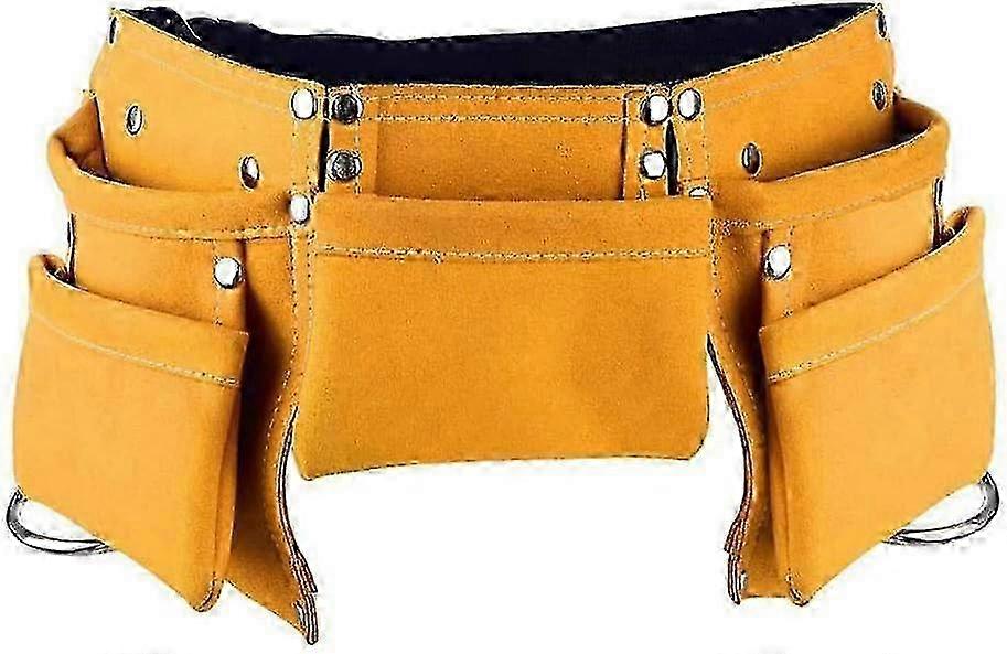 Children's Leather Tool Apron with Pouch Bag for Crafting and DIY Projects (Yellow)