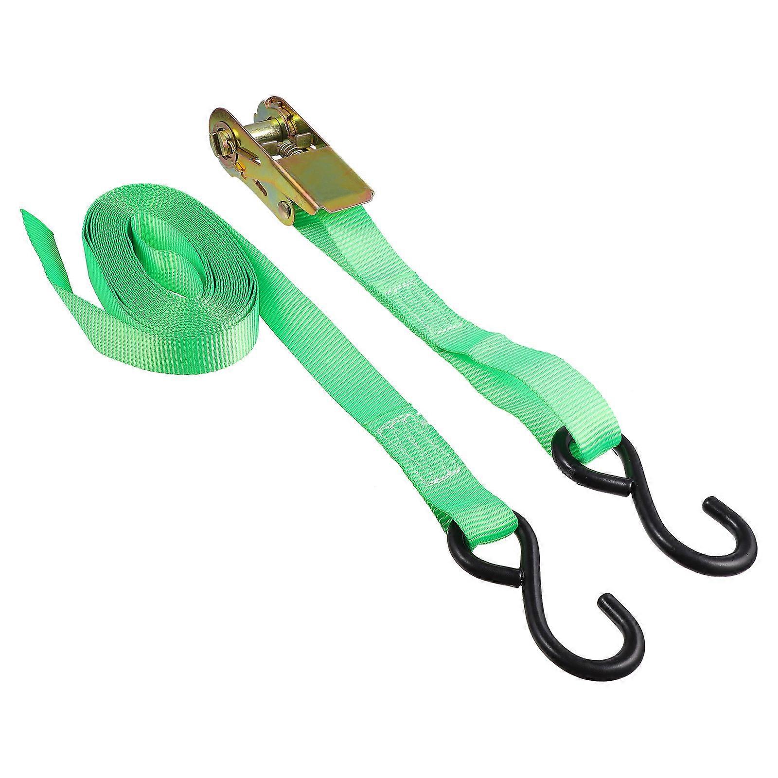 Tension Belt Cargo 2Pcs For Truck Use 196.9X1.8X1.6In Quick Release Green Essential Tool Securing Loads