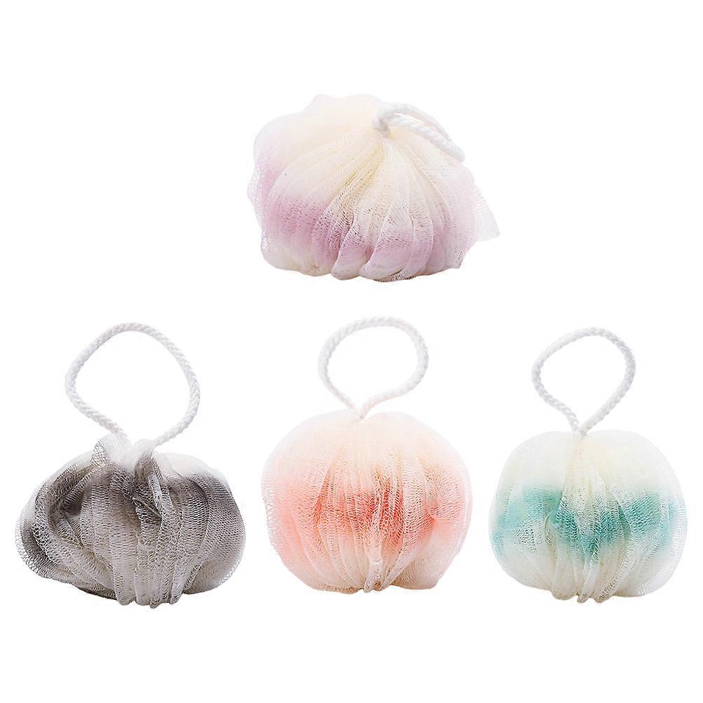 4pcs Exfoliating Bath Balls Durable Foaming Scrubbers for Skin Cleansing – Safe & Convenient Hanging Design for Home or Hotel Use