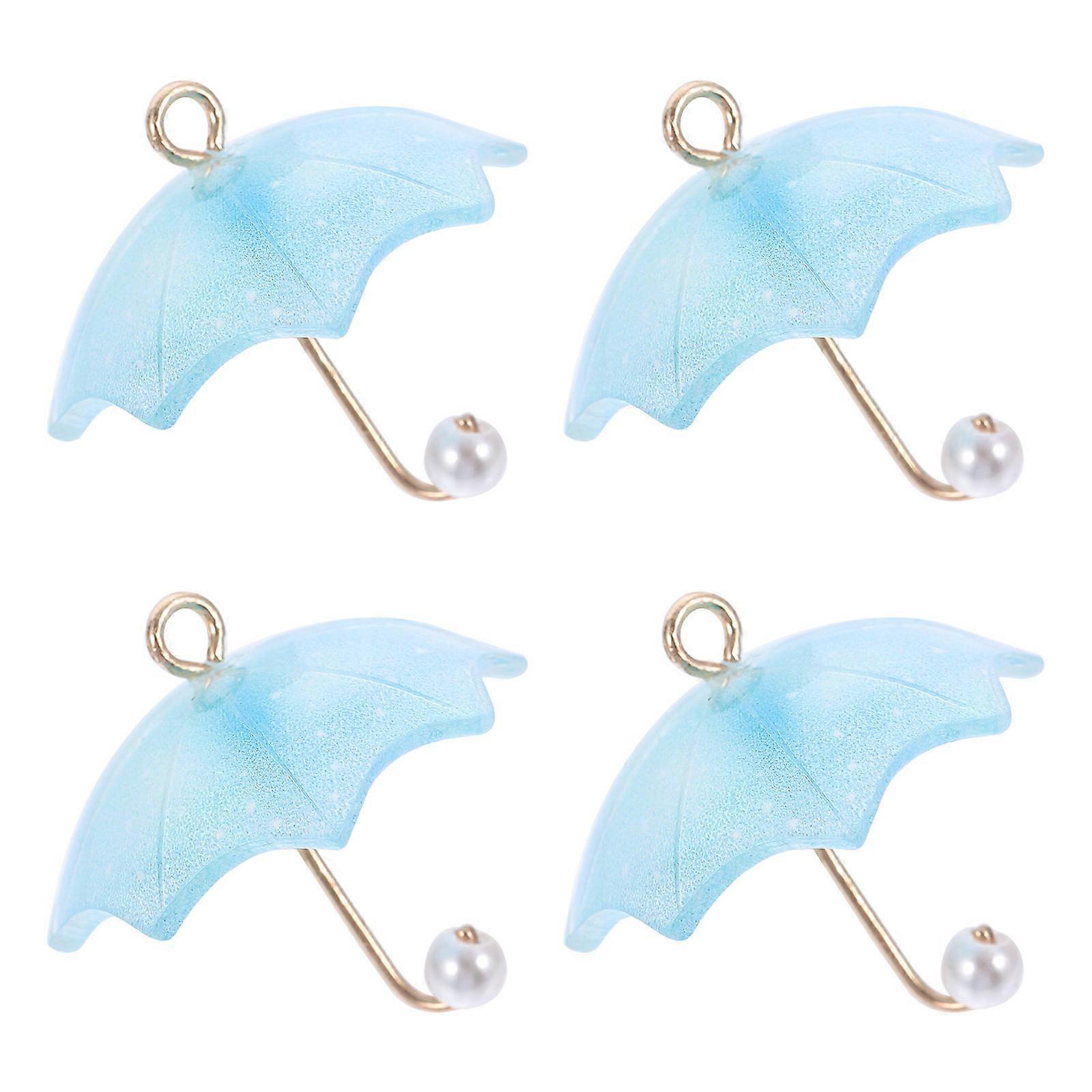 4 Pcs Durable Acrylic Blue Mini Umbrella DIY Earrings Accessories for Women