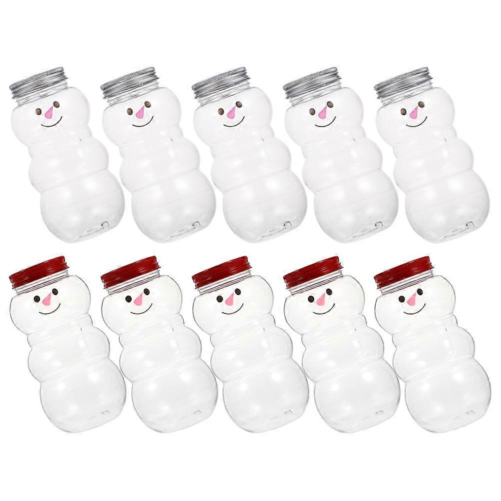 10Pcs Adorable Snowman Beverage Bottles Drink Containers Assorted Color For Milk Holder