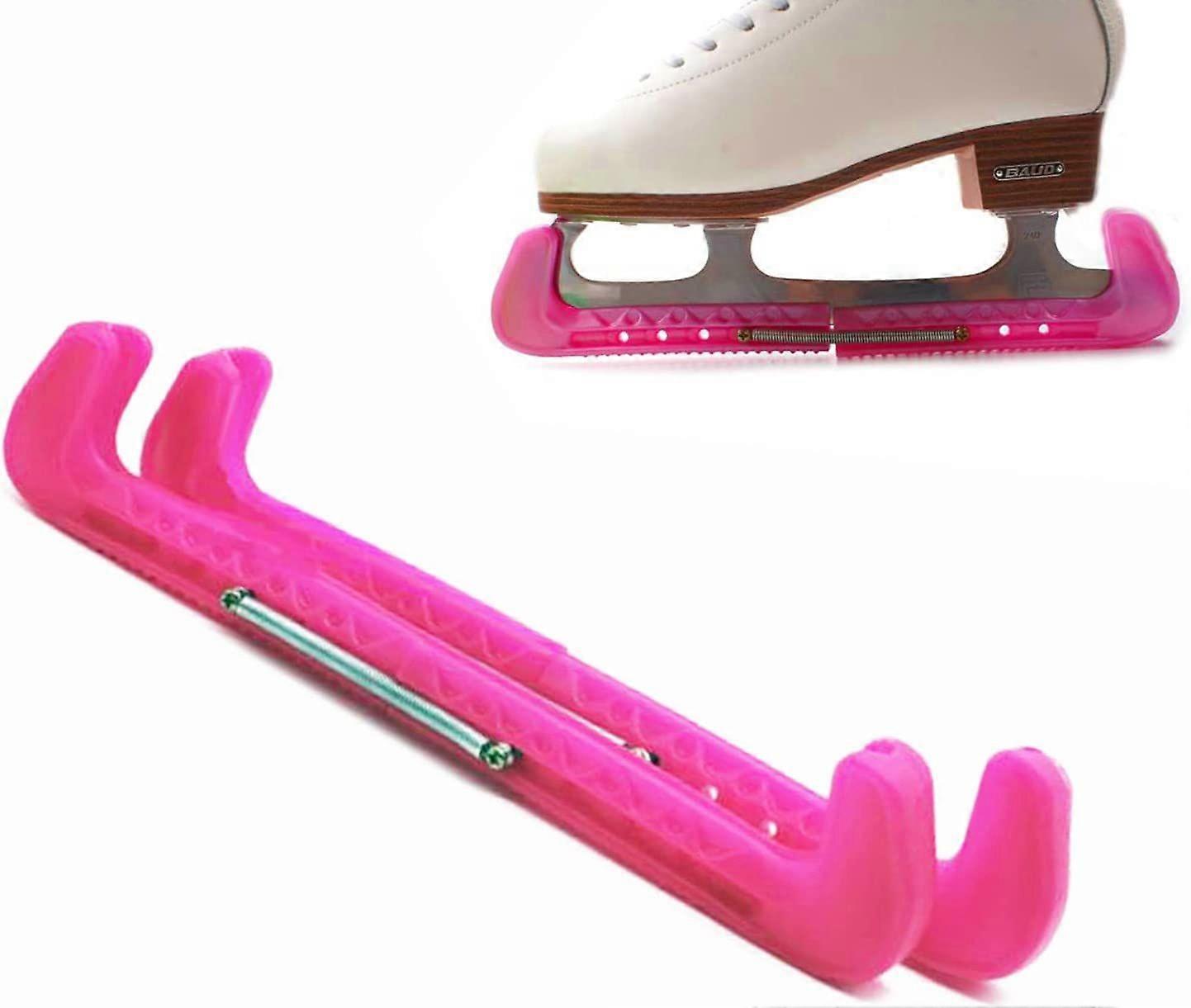 Figure Skate Blade Covers - Adjustable Elastic Protectors (Rose Pink, 2pcs)
