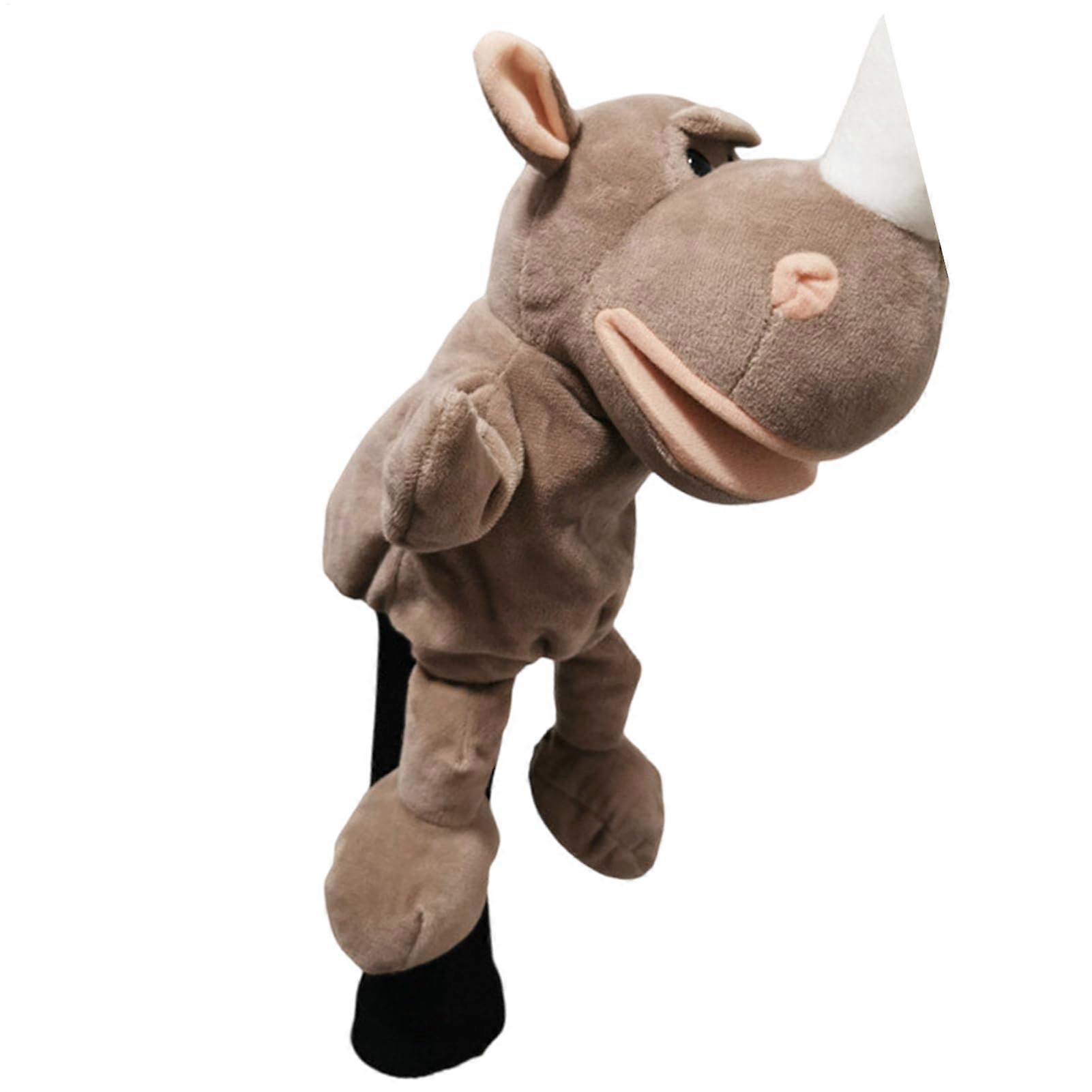 Tierische Golfschlägerhüllen aus Plüsch - Lustige Tierkopf-Schlägerhauben für Männer und Frauen, Rhino Design, Schutz für Fairway-Schläger