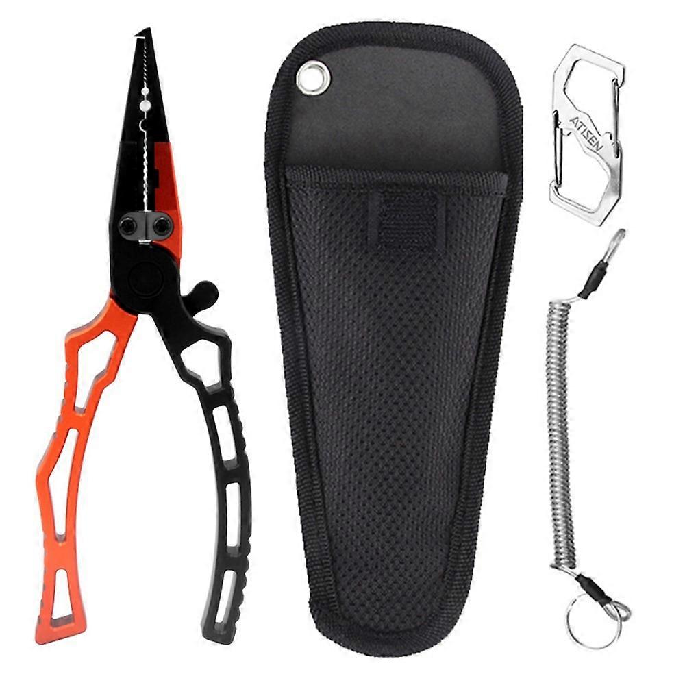 ATISEN TK-18 Fishing Pliers Hook Remover Fish Line Cutter Ring Opener Tool with Buckle and Storage Bag