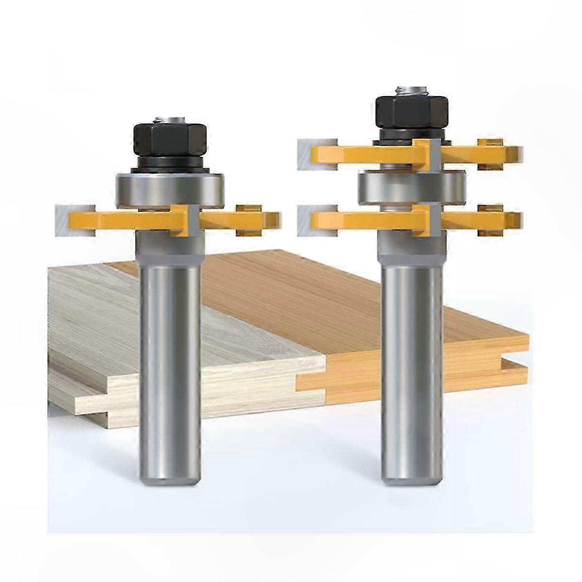 2Pc 8mm Tongue & Groove Router Bit Set T-Slot Cutter for Woodworking Projects