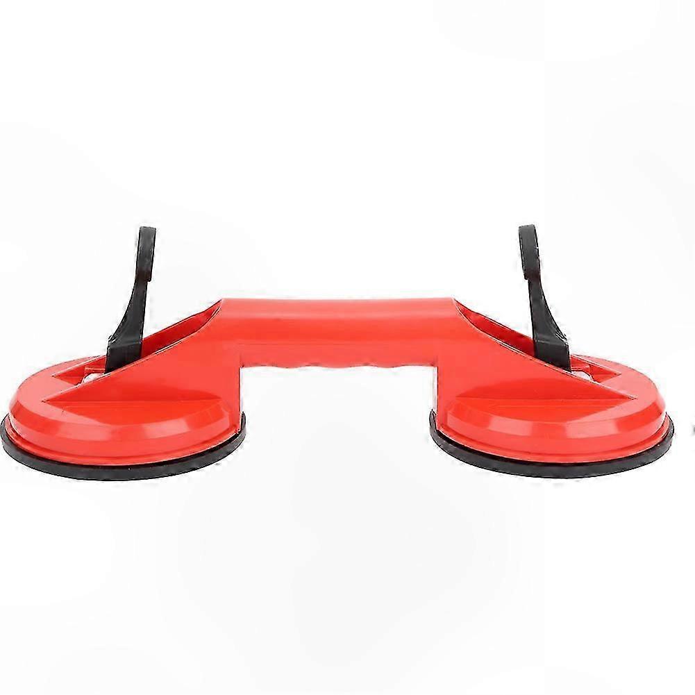 Red Plastic Double Suction Cup Glass and Tile Puller, 11.5cm Floor Extractor Tool