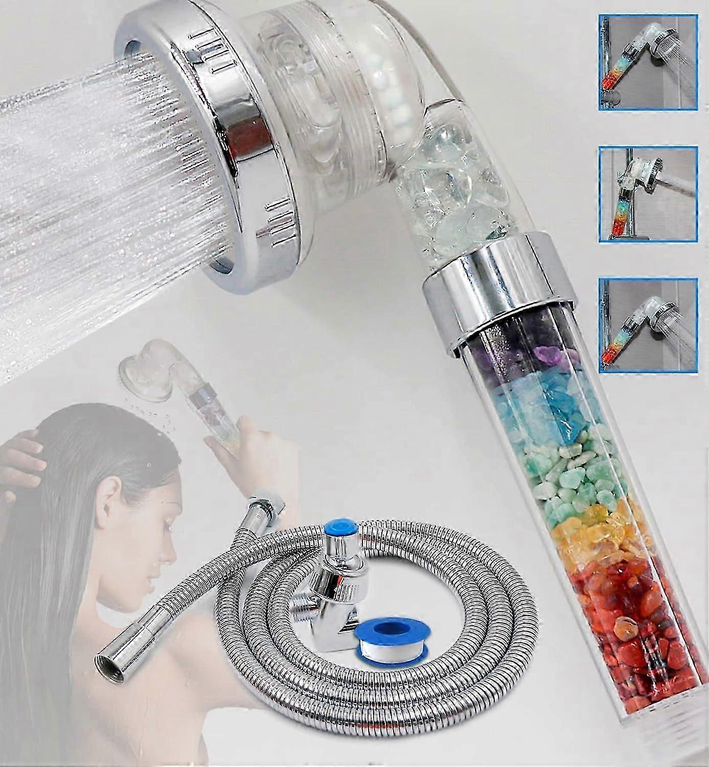 Heilkristall-Duschkopf mit 7 Chakra-Steinen zur Wasserfiltration