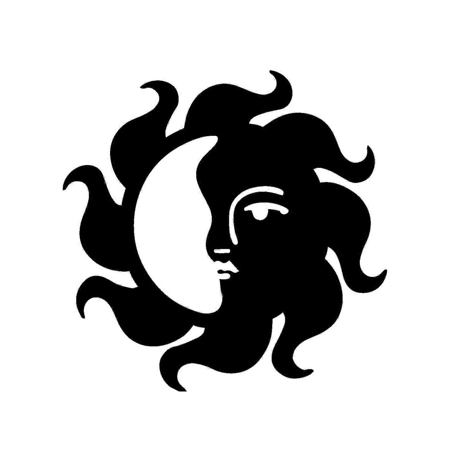 Decorazione in Metallo Sole e Luna, Nero, Metallo, 43x0,15x43 cm