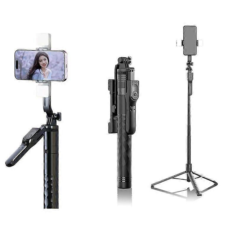 Selfie Stick Tripod with 2 Fill Lights, Phone Tripod with Detachable Remote, Compatible with iPhone, Samsung