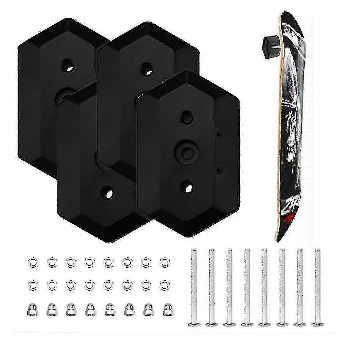 3-Pack Black Wall Mounted Skateboard Holder for Deck Display and Secure Storage