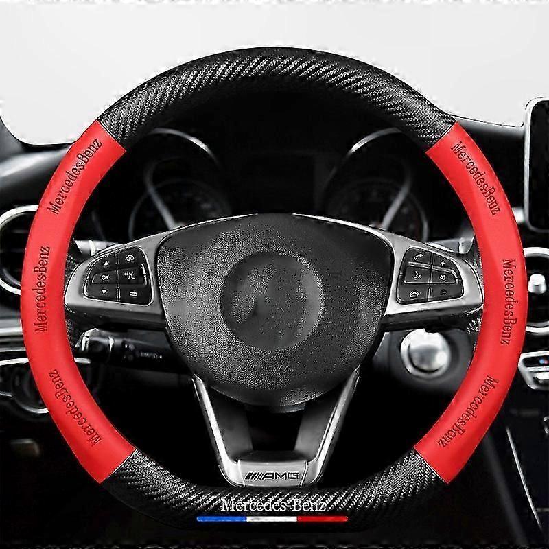 Housse de volant en cuir antidérapante avec conception en fibre de carbone pour les modèles A/B/C/E/GLA/CLA/GLC/GLK/GLE