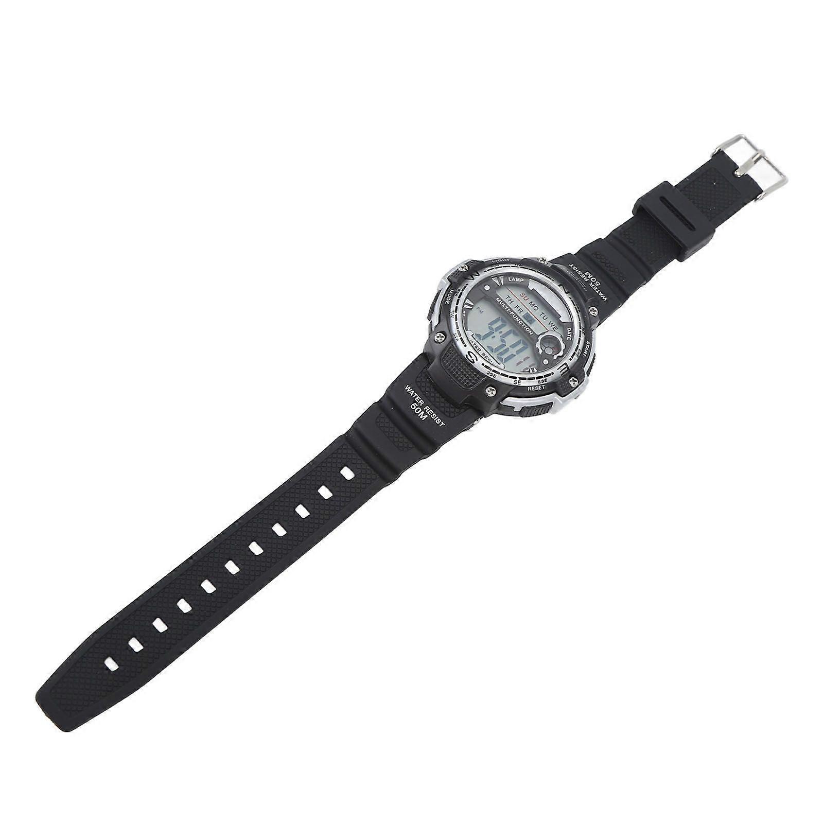 Multi Function Digital Watch 68mAh Luminous WR50M Waterproof Digital Sports Watch for Men Boys Silver