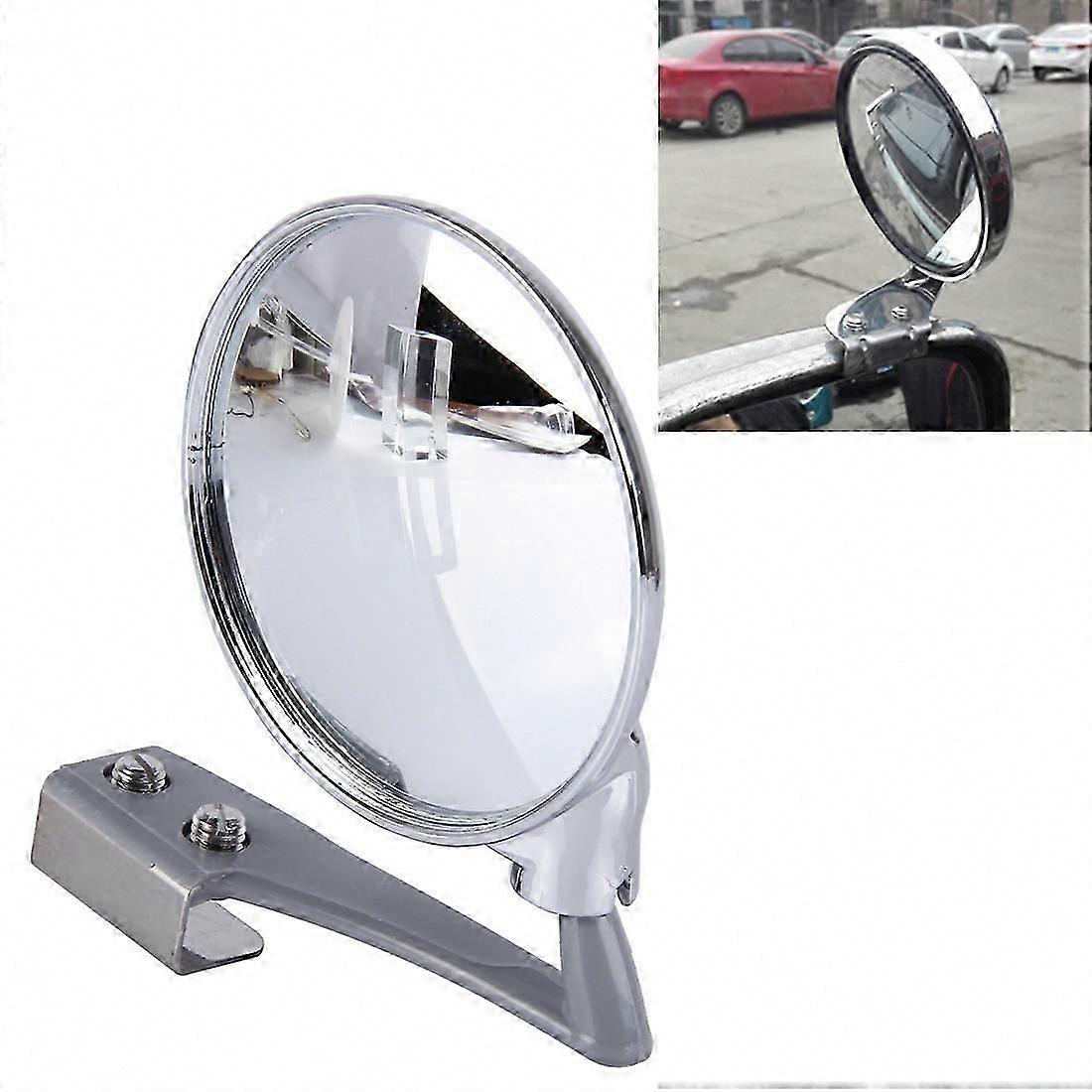 Wide-Angle Adjustable Right Side Blind Spot Mirror for Vehicle Front (Silver)