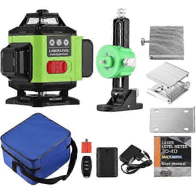16 Line Green Laser Level - Self-Leveling, High Visibility, Waterproof - Accuracy ±0.2mm/10m, Grass Green 2025