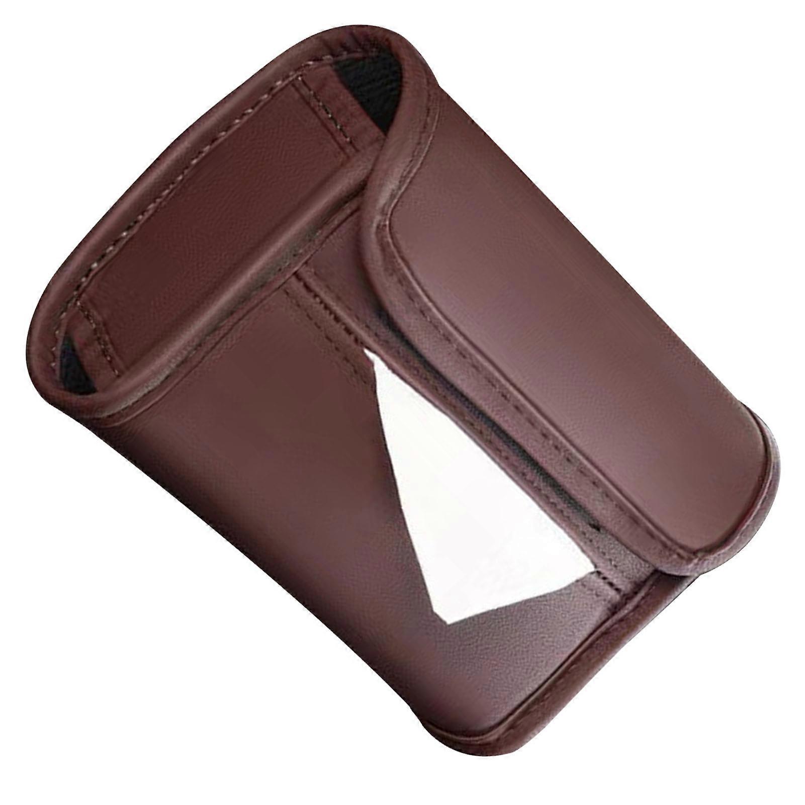 Brown PU Leather Car Armrest Tissue Box Holder Backseat Case