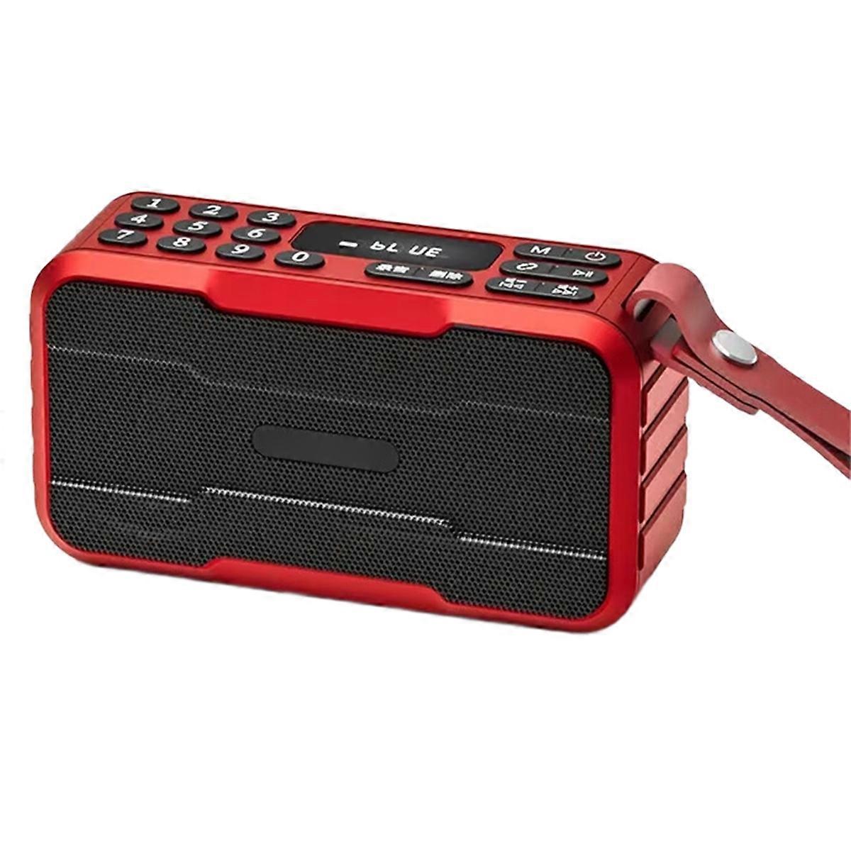 Portable Radio FM Mini Bluetooth Radios Speaker Hifi Sound Soundbar Subwoofer Handsfree Music Player Recorder with Mic,B