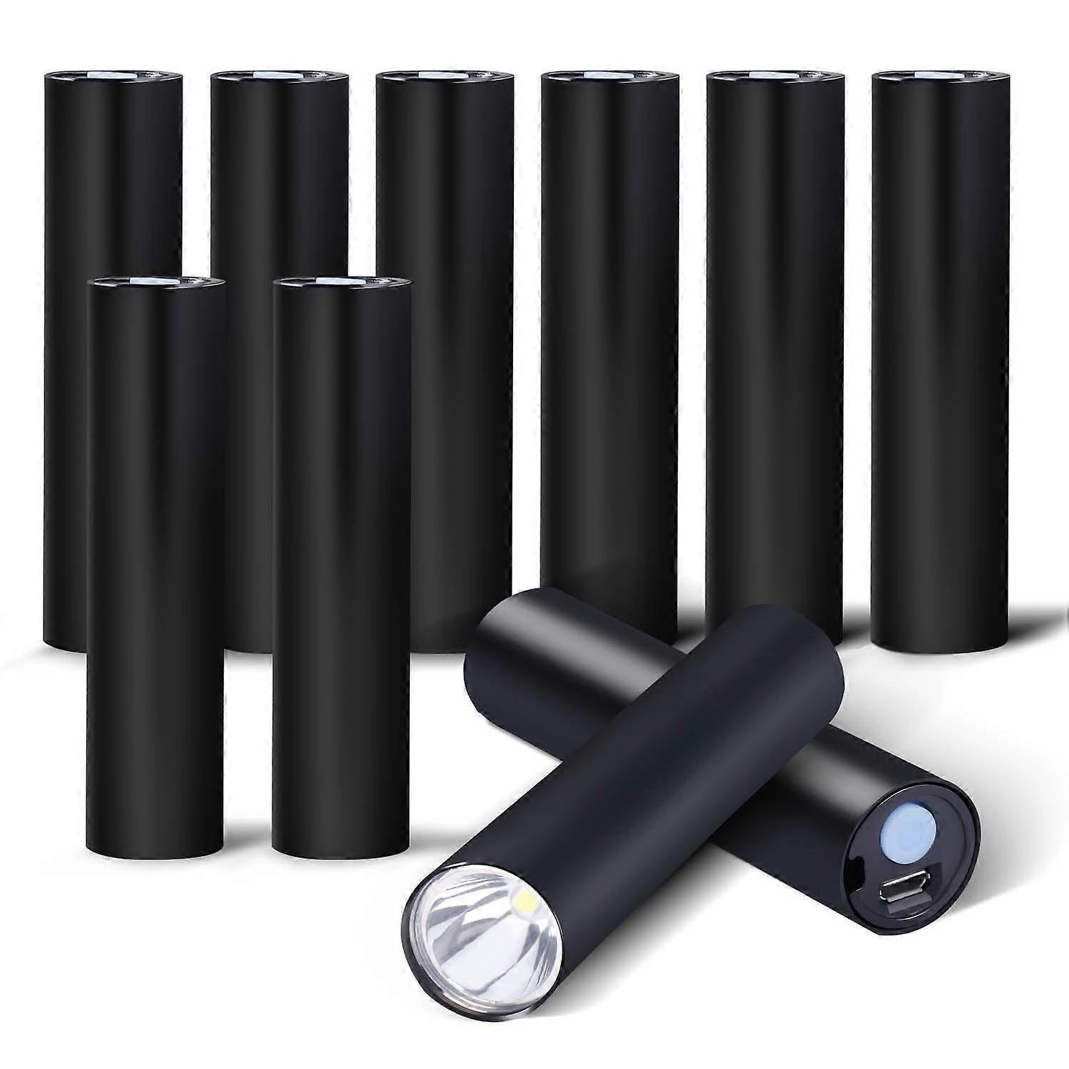 10 Pack Rechargeable Flashlights Bulk, Small LED Flashlights, Pocket Mini Flashlight Set, 300 Lumens Black Aluminum Portable Flashlights for Kids as C