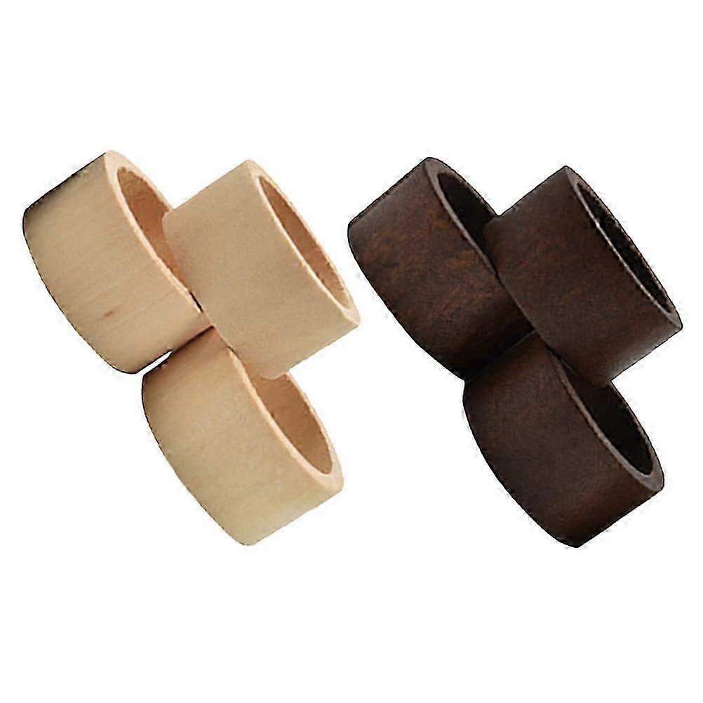 بوهو منديل خواتم خشبية مناديل أصحاب مزرعة نمط الخشب الطبيعي 6 قطع ديكور المنزل حفل زفاف