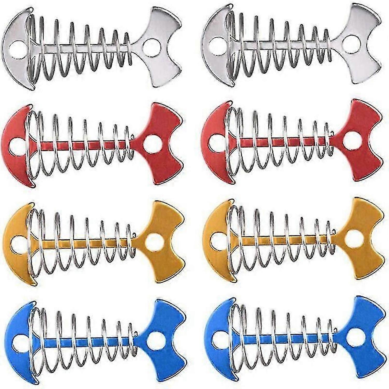 8szt Aluminium Alloy Deck Anchor Stakes Fishbone Shape Tent Stakes With Spring Buckle And Adjustment Cord