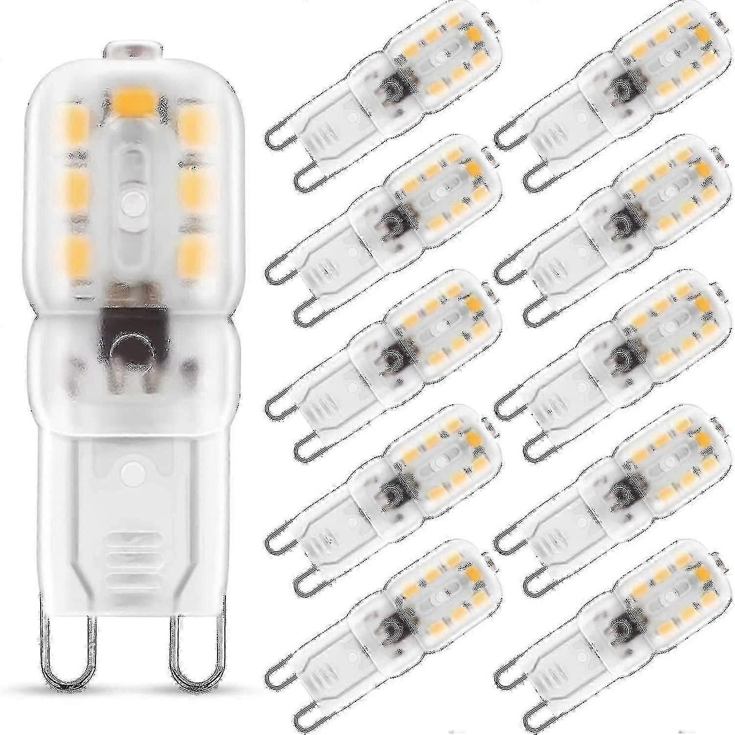 10個 2W G9 ウォームホワイト 3000k、LED電球、25W相当ハロゲン電球、230V AC 180lm、360度ビーム、G9口金[エネルギークラスA+]