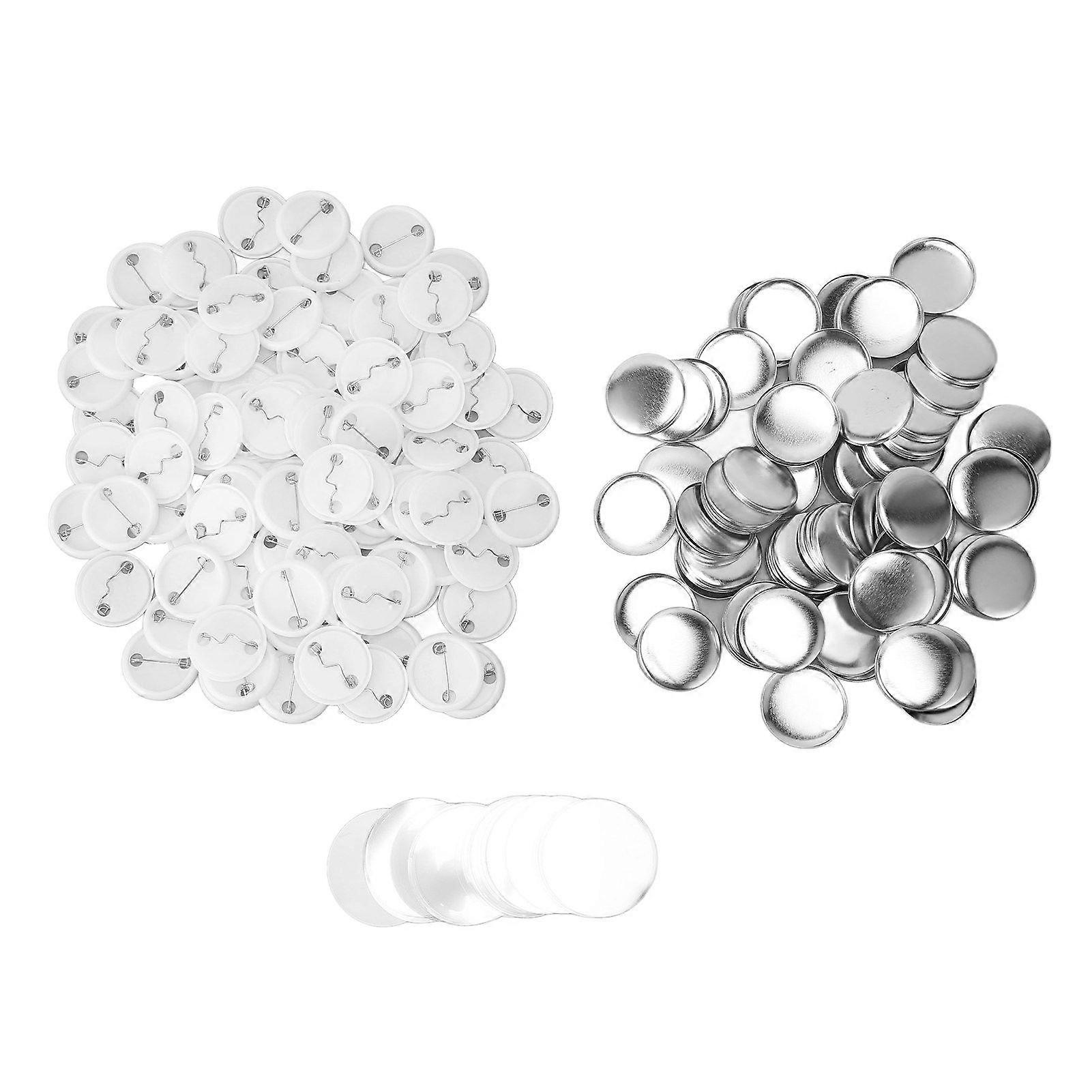 100 Sets Pin Back Button Parts Round Shape Metal Back Pin DIY Blank Button Badge Parts Set for Clothes Backpacks 32mm/1.3in